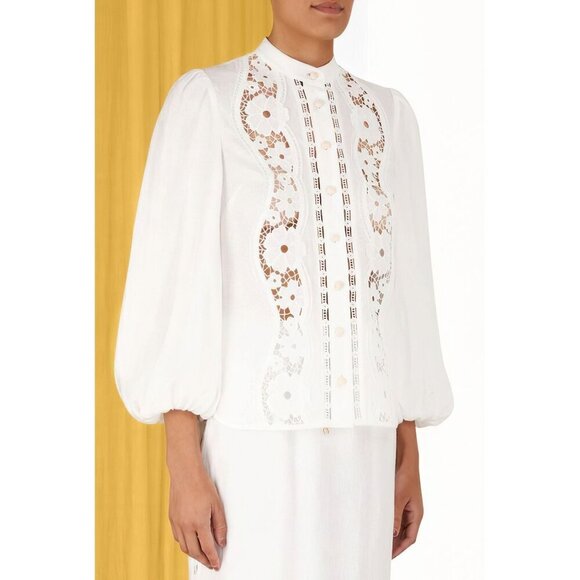 Zimmermann Halcyon Broderie Shirt White US 8 - Picture 4 of 15